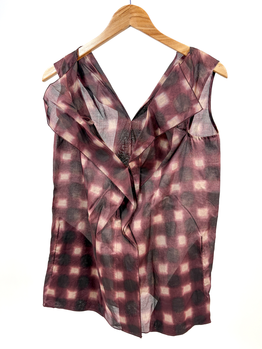 PF-1110 Marni Sheer Sleeveless Ruffled Tunic Blouse